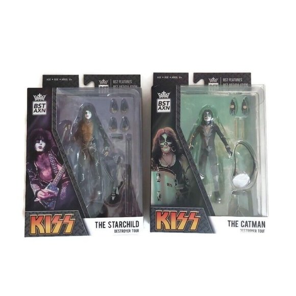 The Loyal Subjects Other - BST AXN KISS The Starchild & The Catman Destroyer Tour Action Figures Lot of 2